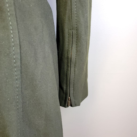 BCBGMaxAzria S Trench Peacoat Wool Cashmere Long Olive Green Coat Jacket BCBG - Picture 9 of 15